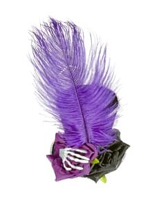 Mini chapéu gótico com plumas e ossos