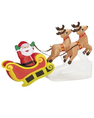 Babbo Natale con renne gonfiabile gigante
