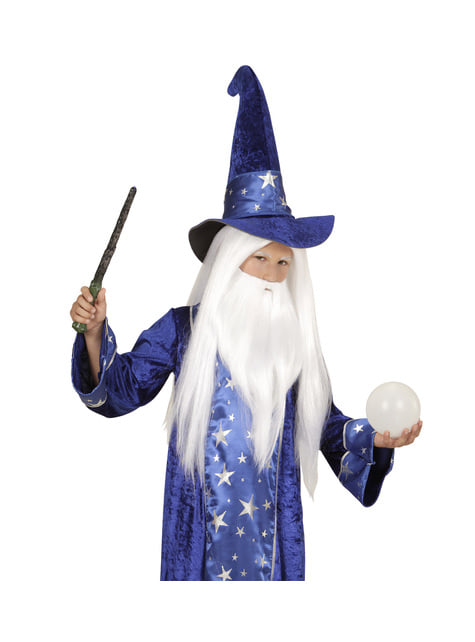 Zauberer Merlin Perücke mit Bart für Kinder