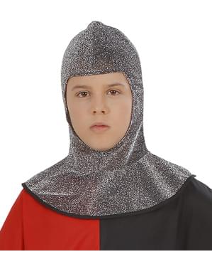 Chlapecký středověký kostým popravčího s drátenou kapucí