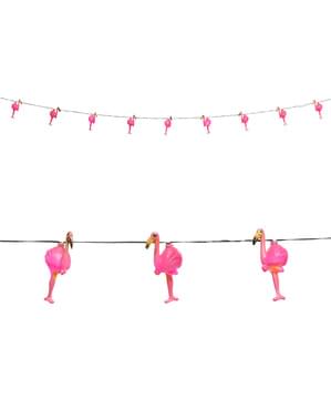 Lysande girlang med flamingos