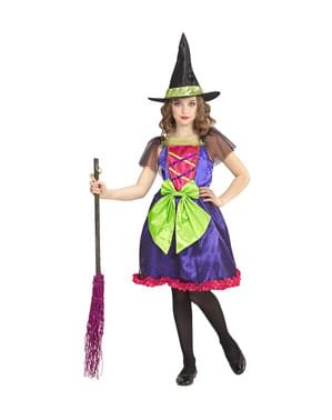 Costum de vrăjitoare multicolor pentru fată