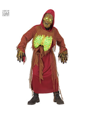 Çocuk ışıklı zombi iskelet kostümü