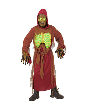 Oplyst zombie skelet kostume til børn