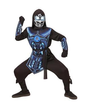 Costume da cyber ninja azzurro per bambini