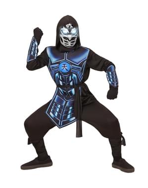 Fato de cyber ninja azul infantil
