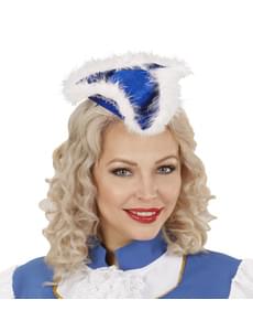 Bandolete de tricórnio azul com marabu para mulher