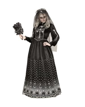 女性のためのダークハロウィーンのスケルトンの花嫁衣装