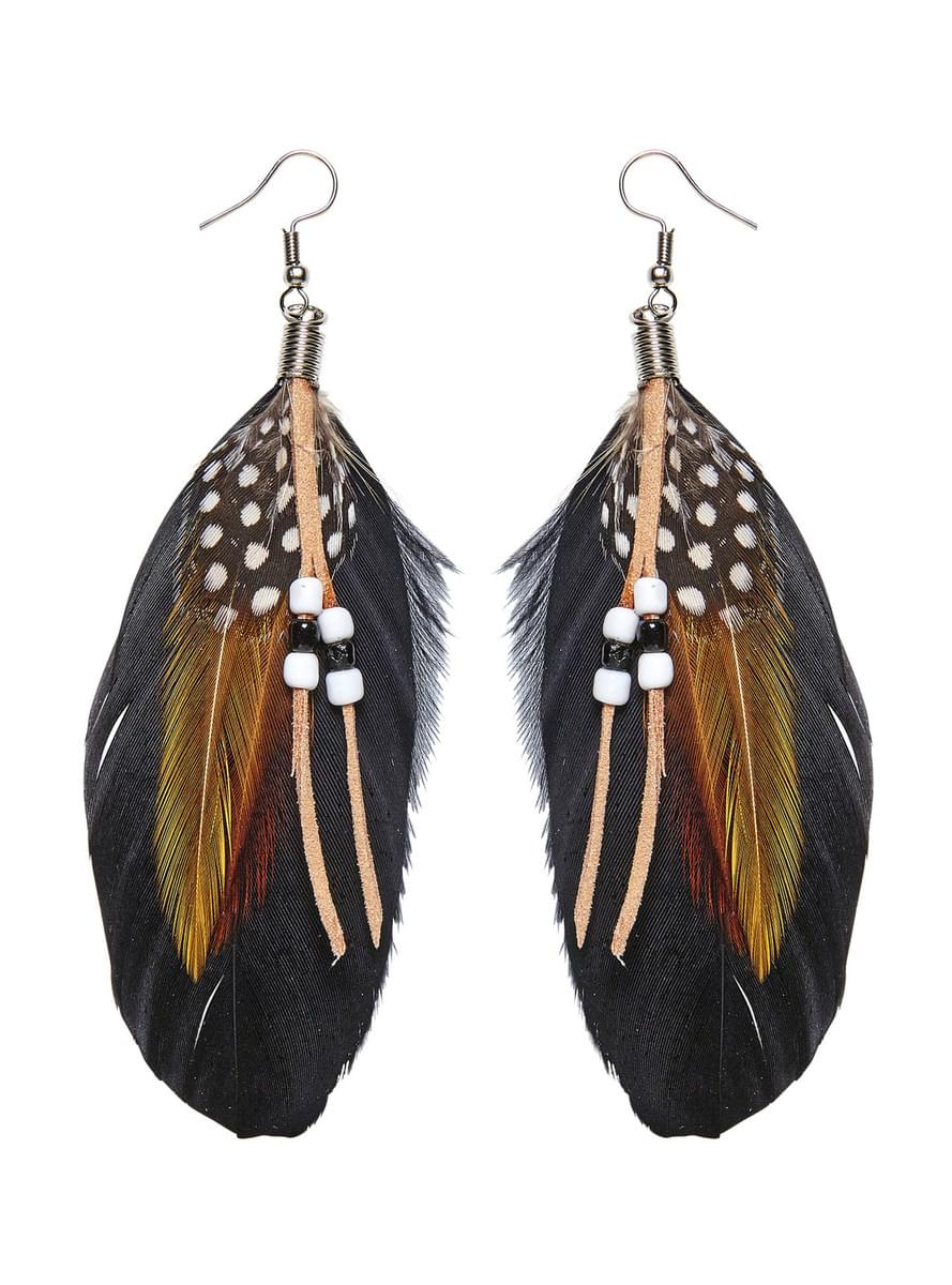 Women's feather earing set with decoration