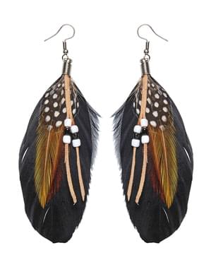 Conjunto de Brincos de plumas com pérolas para mulher