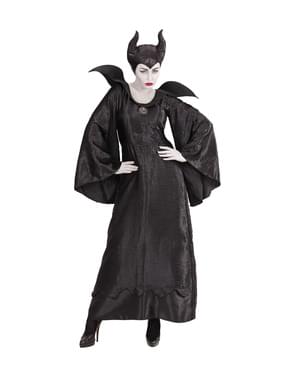 Fato de bruxa maléfica escura para mulher
