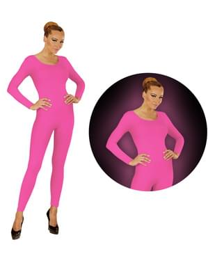 Body cor-de-rosa fluorescente para mulher
