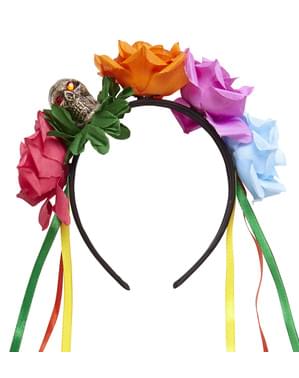 Diadem Catrina mit mehrfarbigen Rosen für Erwachsene