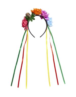 Diadem Catrina mit mehrfarbigen Rosen für Erwachsene