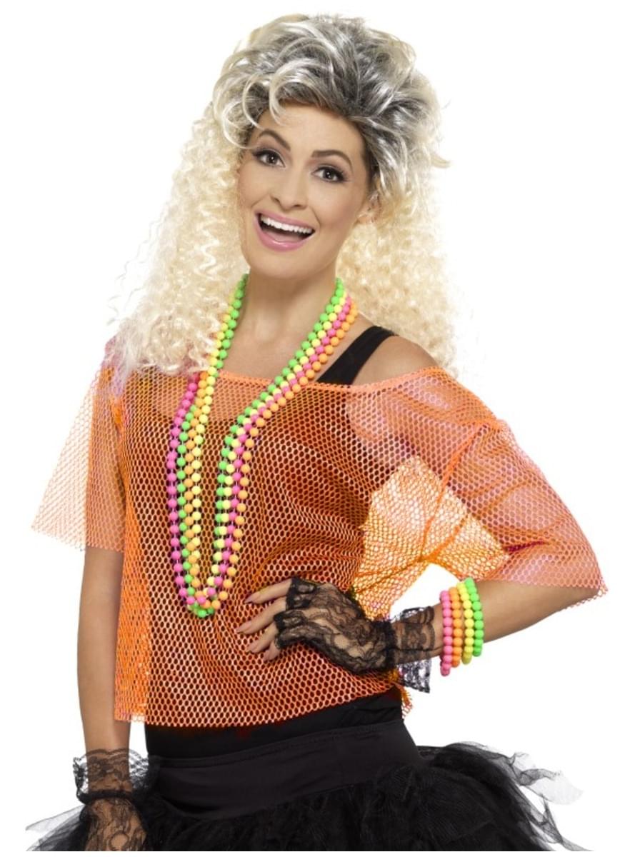 Neon orange Fishnet T-shirt for women
