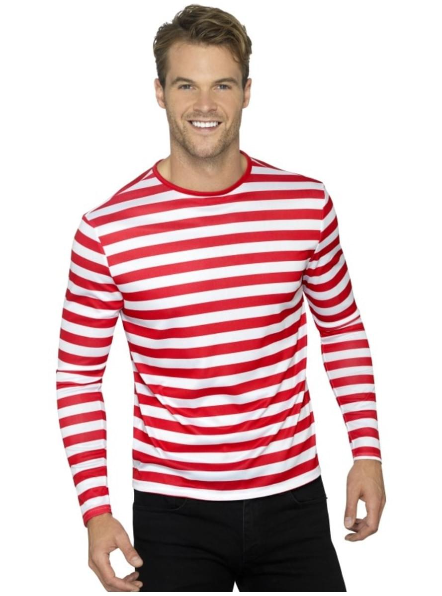 Red and white striped t-shirt for men