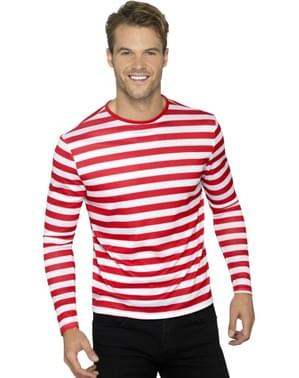 Rød og hvit stripete t-skjorte for menn