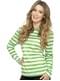 T-shirt de riscas branca e verde para mulher
