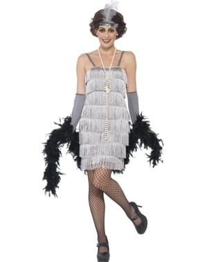 Costum charleston anii 20 argintiu pentru femeie