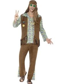 Psychedelic brown hippie costume for men