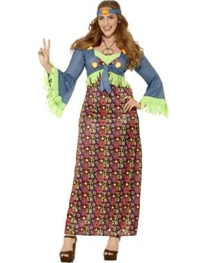 Kadınların büyük beden renkli hippi kostümü