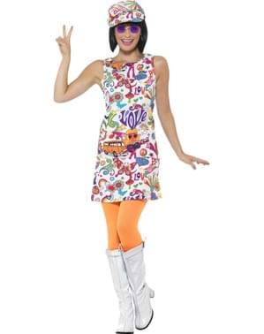 barvita obleka v stilu 60ih za ženske