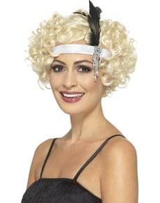 Fita para a cabeça anos 20 branca para mulher