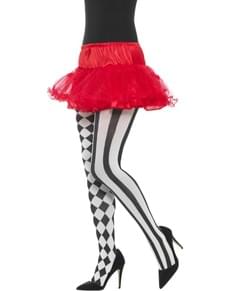 Collants de arlequim brancas e pretas para mulher