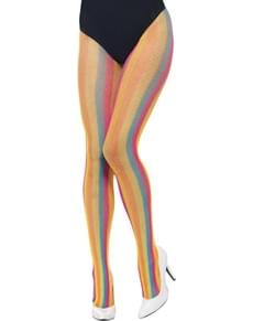 Collants hippies de riscas multicolor para mulher