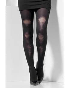 Collants desgastadas pretas para mulher