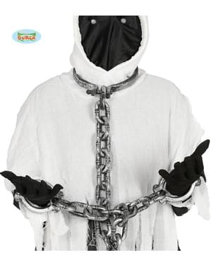 Neck and hand shackles with chains 110 cm