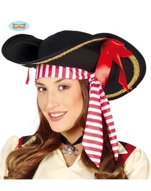 Sombrero de corsaria con lazo rojo para mujer