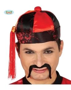 Gorro de chinês vermelho e preto para adulto