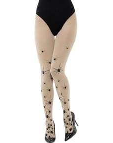 Collants brancos com aranhas para mulher