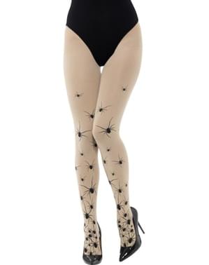 Women's white tights with spiders
