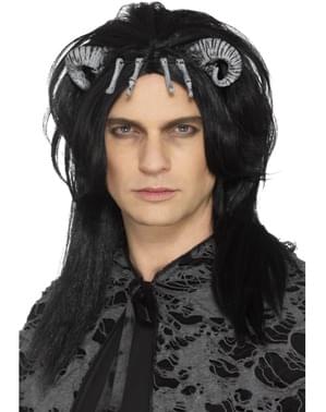 Adults' black wig with horns