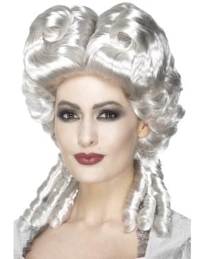 Сребърна перука в бароков стил за жени