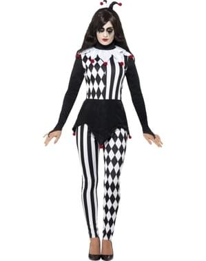 Elegant black and white harlequin costume for women