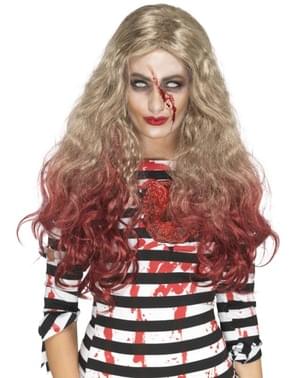 Women's bloodstained blonde zombie wig
