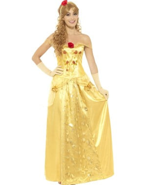 Klassisk Gylden Prinsesse Kostyme til Dame