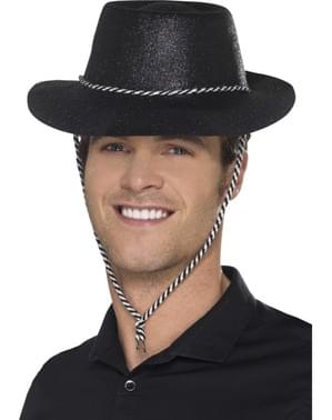 Yetişkinlerin siyah glitter kovboy şapkası