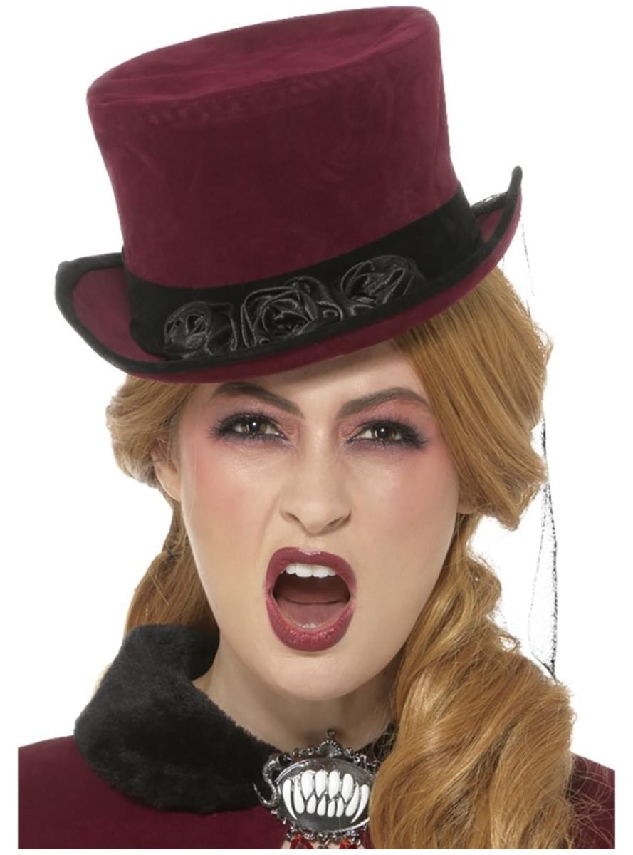 Chapéu de vampiro Vitoriano grená