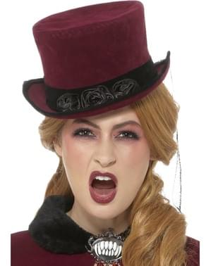 Dark red Victorian vampire hat