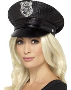 Chapéu de polícia fever preto para mulher