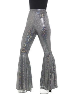 Dámské stříbrné vzorované rozevláté kalhoty