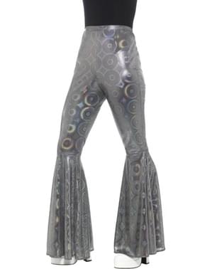 Жіночі сріблясті візерункові розкльошені штани