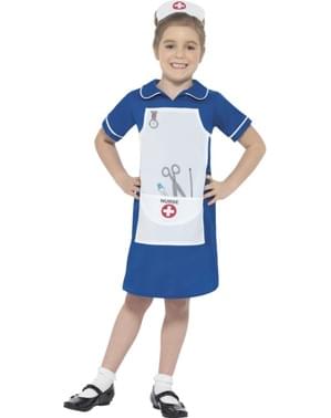 Blå sykepleier kostyme for jenter
