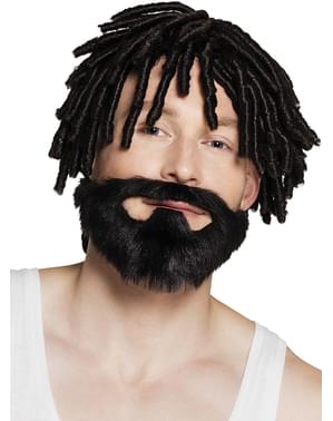 Barba morena de jamaicano para adulto