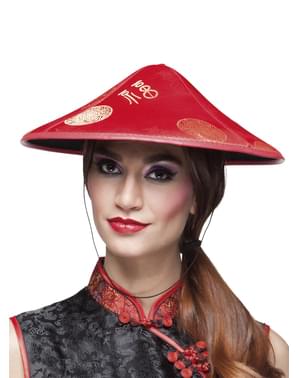 Cappello conico cinese rosso per adulto