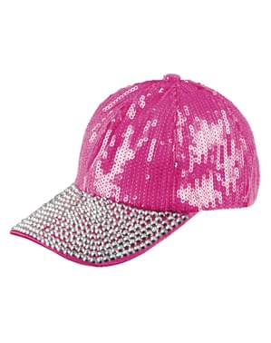 Casquettes paillettes rose femme